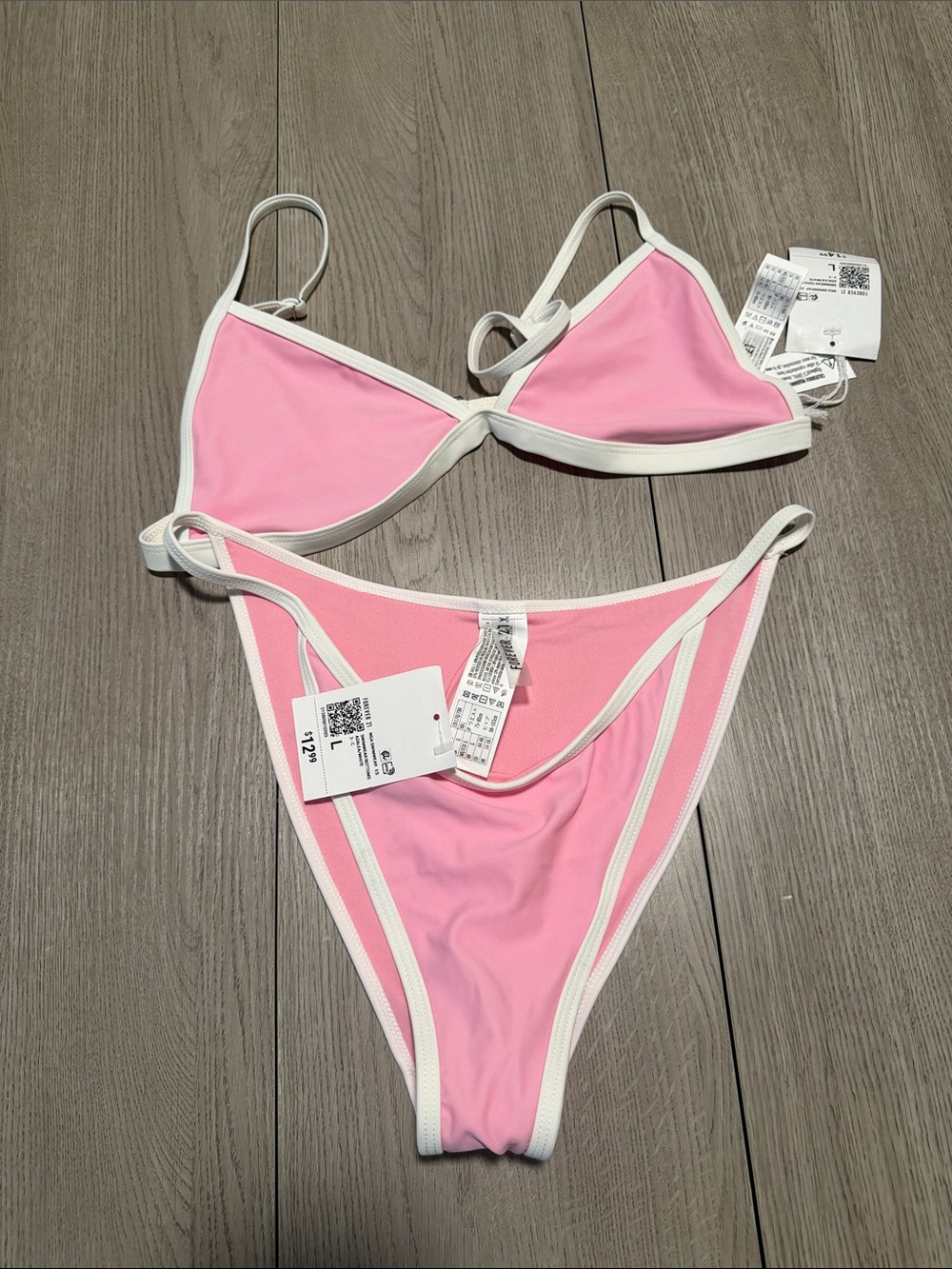 Forever 21 Pink Bikini with White Trim - Women Swim